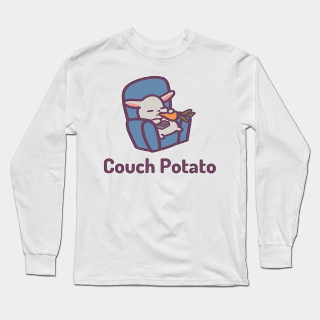 Couch Potato Cute Bunny Long Sleeve T-Shirt by ThumboArtBumbo